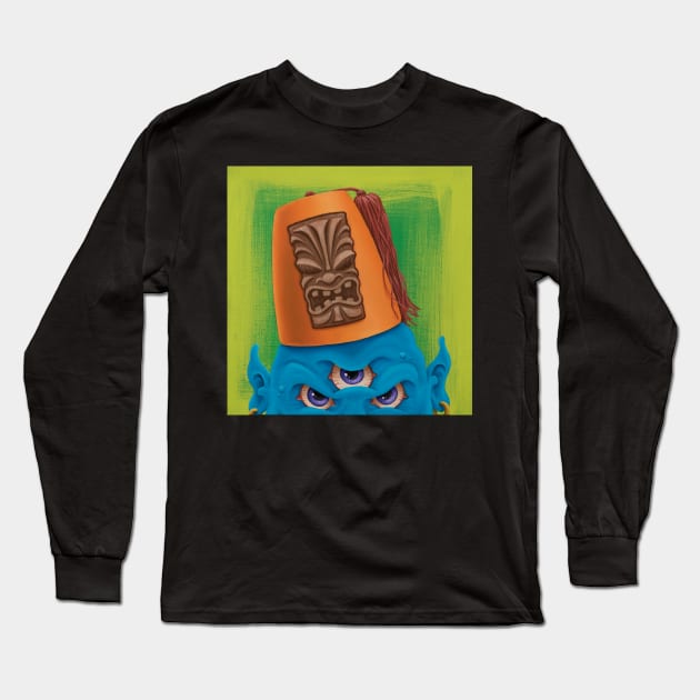 Tiki Fez #2 Long Sleeve T-Shirt by artwork-a-go-go